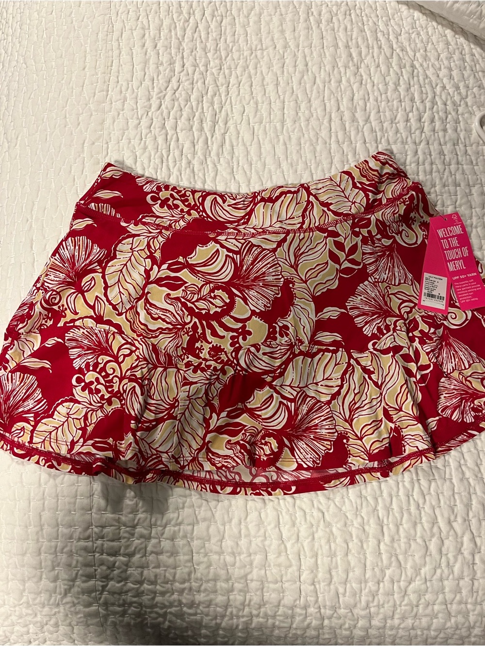 Lilly Pulitzer Red and Cream Floral Circle Skirt